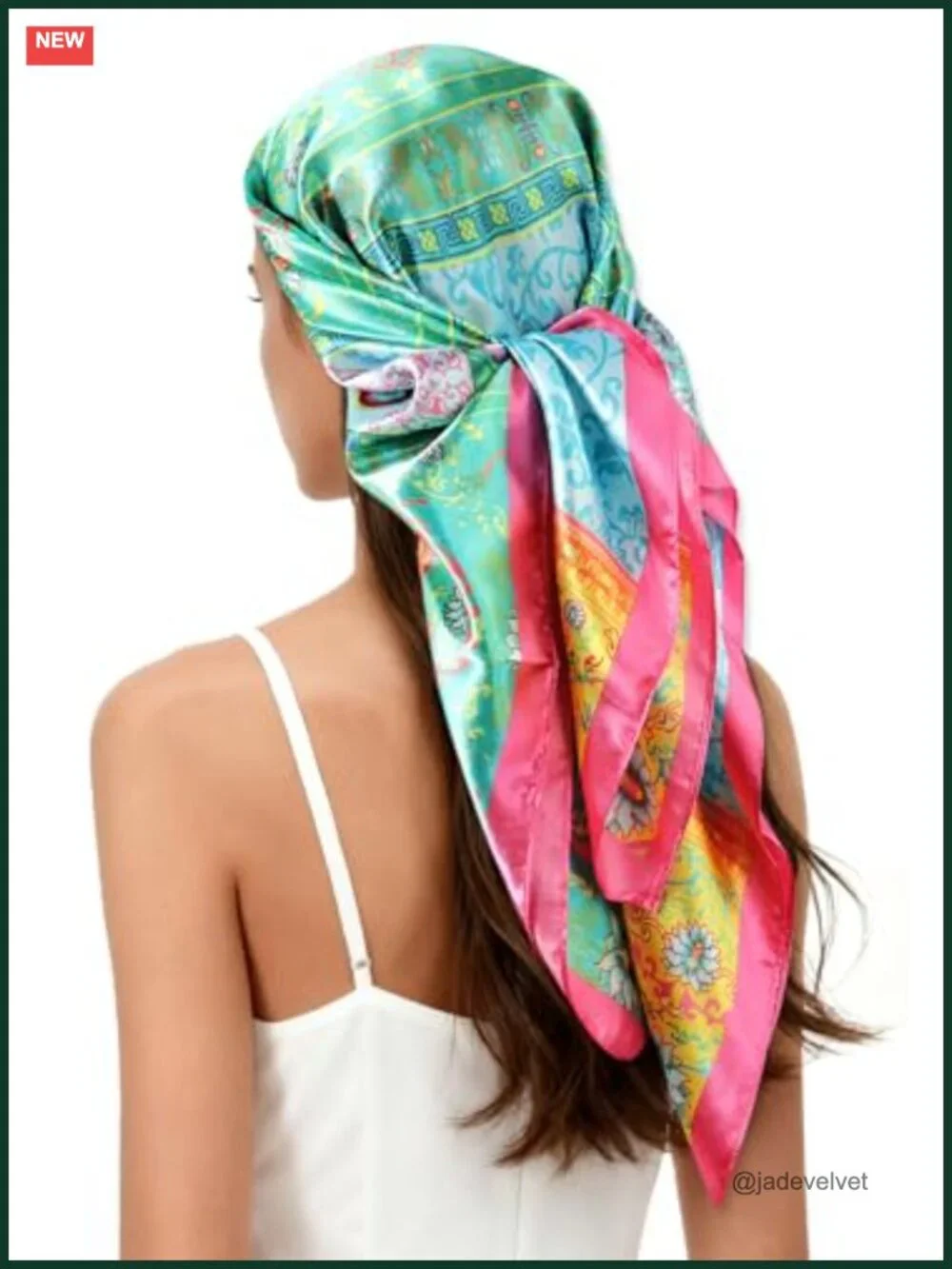 Satin Head Scarf Women Silk Like Hair Wrap Square Bandana 35x35 in